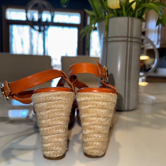 ANTONIO MELANI BURNT ORANGE WEDGE SANDAL SZ 7 - Picture 6 of 7